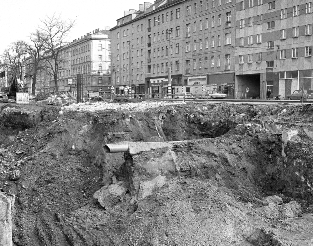 Bau der Linie U1 in der Lassallestraße, März 1978