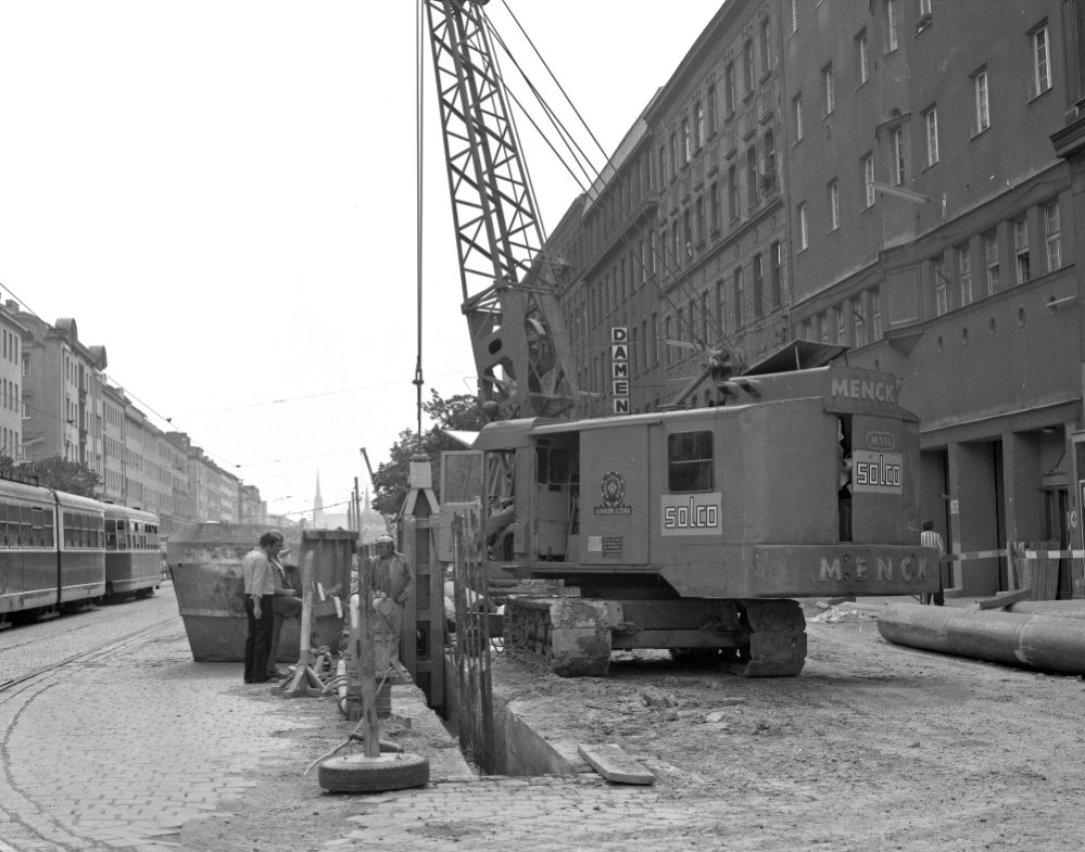 Bau der Linie U1 in der Lassallestraße, Juli 1978