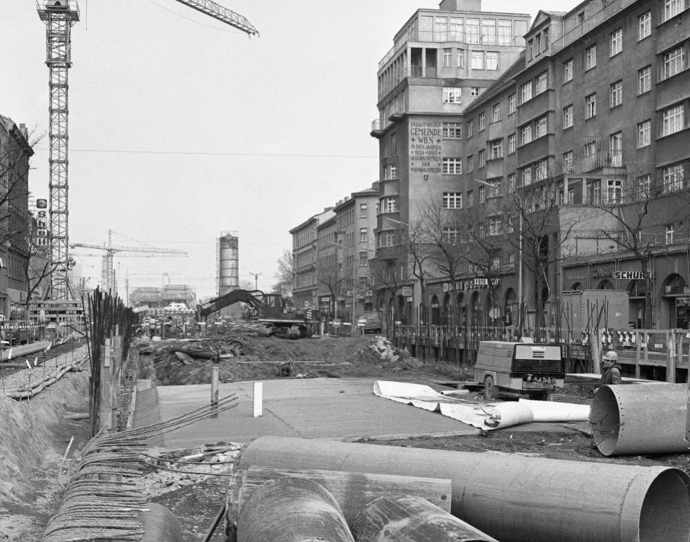 Bau der Linie U1 Lassallestraße und Lassallehof, März 1979