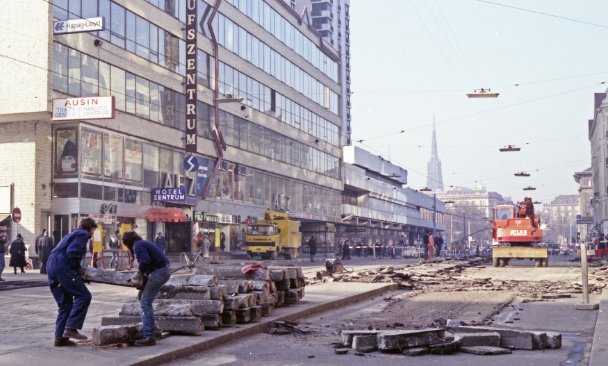Beginn Bauarbeiten  Wien Mitte Landstraße im Jänner 1984