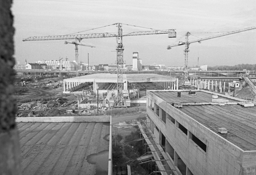 Bauarbeiten U3 in Erdberg, Bahnhof und Trasse, Nov1986