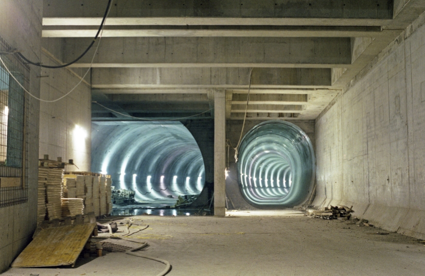 Tunnelröhre beim Bau der U6 im Bereich Vivenotgasse Philadelphiabrücke, August 86