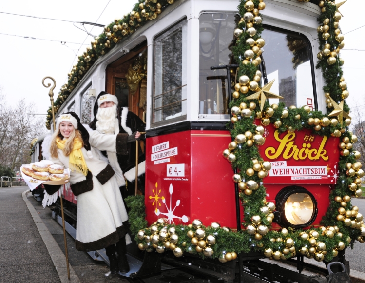 Bereits zum neunten Mal ist die Ströck-Weihnachtsbim zugunsten der Krebshilfe Wien unterwegs.