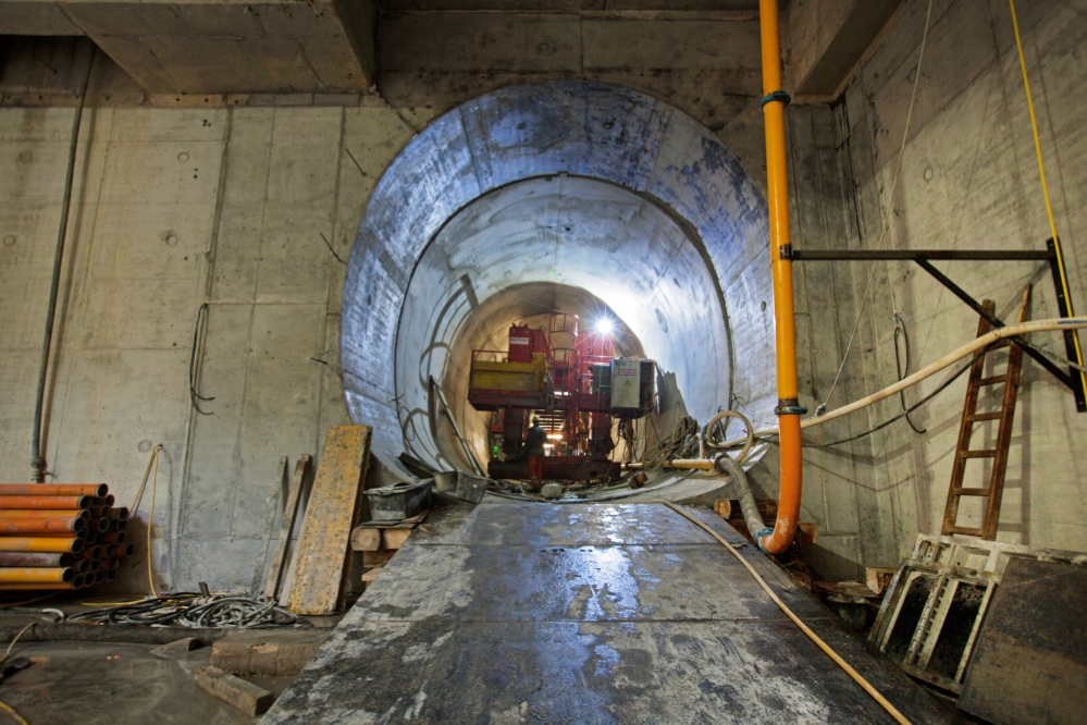 U1 Baustelle Troststraße, neue Tunnelröhre, Oktober 2014