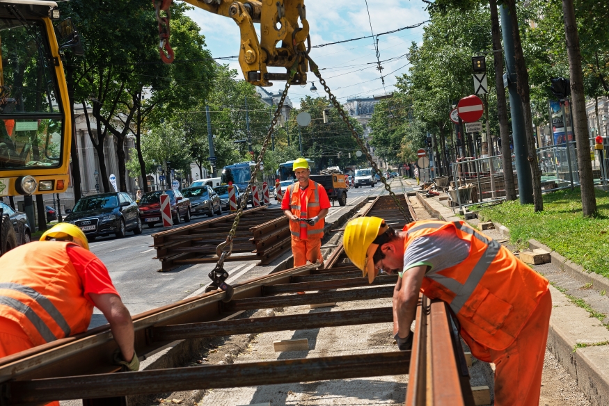 Gleisbauarbeiten Schottenring, 9.Juli 2016