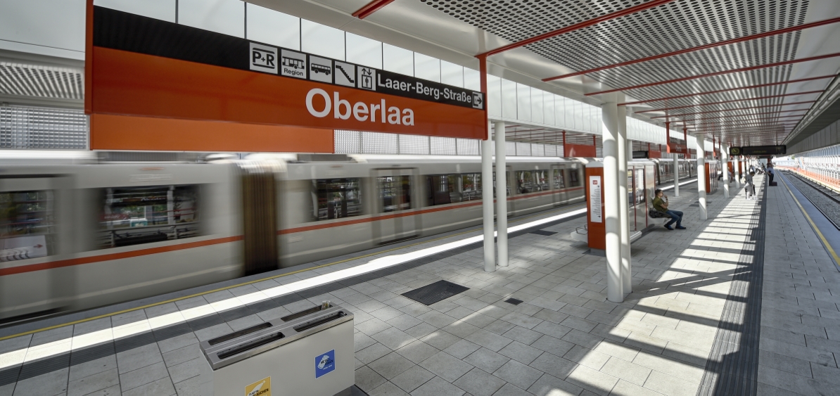 Neue Station Oberlaa der U1 nach der Verlängerung nach Oberlaa.
