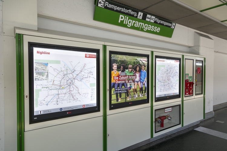 Linienplan in der U4-Station Pilgramgasse