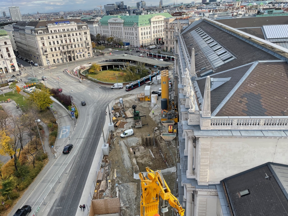 Bauarbeiten für den neuen U2-Tunnel im Bereich Schottentor