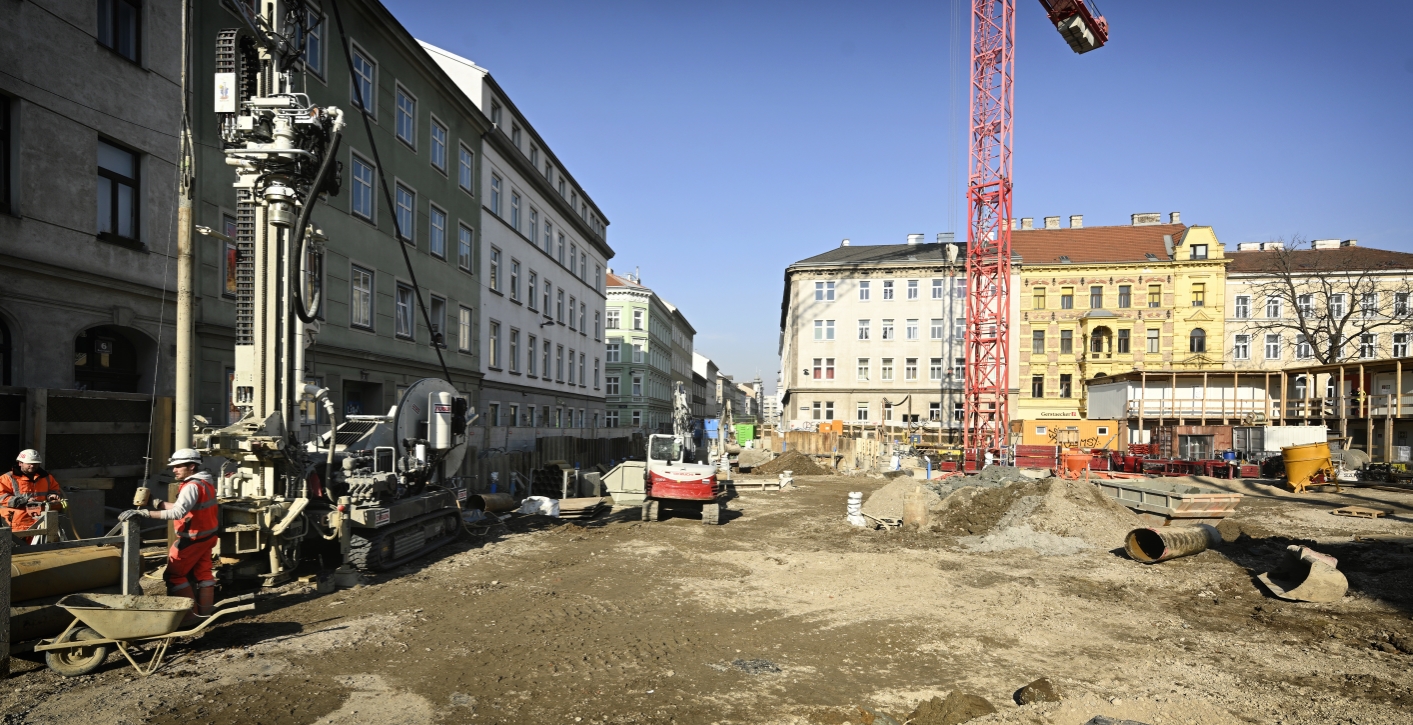Bauarbeiten am Bacherplatz