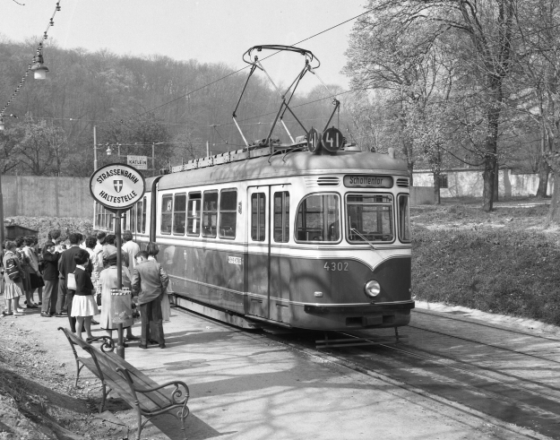 Triebwagen 4302, Type D1, als Linie 41 im Jahr 1962 in Pötzleinsdorf