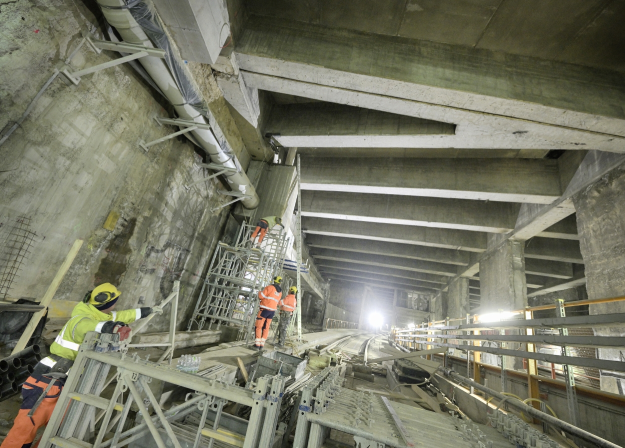 Tunnelbauarbeiten für die Verknüpfung von bestehendem und neuem U2-Tunnel